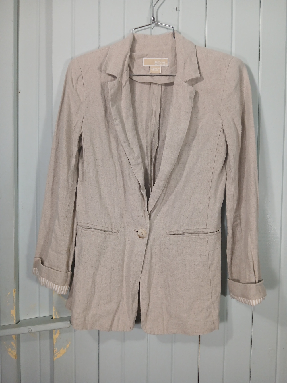 Michael Michael Kors Linen Blazer Jacket - Light Beige